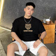 陌汀2025新款短袖T恤男純棉虎頭印花寬松ins潮牌男裝oversize上衣服 黑T 0038 XL