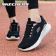 斯凱奇（Skechers）女鞋夏季運動鞋舒適軟底健步鞋秋季輕便緩沖網布透氣跑步鞋子女 黑色/粉紅色 38