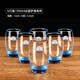 樂(lè )美雅家用透明彩色玻璃杯耐熱茶杯水杯杯子飲料果汁杯瀝水架套裝 6只/350ml冰藍薩通高杯