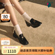 73Hours章若楠同款女鞋風(fēng)笛樂章2025新款金幣樂福鞋粗跟小皮鞋時(shí)尚