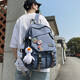 小憨象 書(shū)包男韓版高中大容量百搭雙肩包女小學(xué)生時(shí)尚潮流ins風(fēng)情侶背包 藍色【小鴨子+3個(gè)徽章】