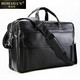 博邁倫品牌公文包男士手提包真皮大容量出差旅行包頭層牛皮筆記本電腦包 黑色 頭層納帕牛皮 45*13*32cm17.3英寸