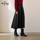 伊芙麗（eifini）伊芙麗簡(jiǎn)約大A擺人字紋磨毛長(cháng)半裙顯瘦高腰女秋冬2025秋裝新款 深灰 XL 130-145斤