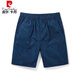 皮爾卡丹（pierre cardin）休閑短褲男夏季純棉潮流沙灘褲中褲居家薄款寬松印花男士五分褲子 深藍 XL 