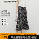 紅袖復(fù)古碎花半身裙2025夏季新款女裝【繁花協(xié)奏】A字中腰顯瘦雪紡裙 黑底花658 S