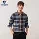 納維凱爾意大利小帆船撞色格子襯衫男磨毛保暖襯衣1333074511 藍咖 M/39