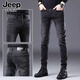 JEEP SPIRIT牛仔褲男春秋新款修身小腳高端彈力韓版潮流百搭直筒長(cháng)褲 1048黑色 34