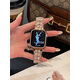 E-TREND適用蘋果手表表帶s10鑲鉆iwatch9金屬apple watch s8樹脂ultra2女生se新款夏天輕奢s6腕帶 鑲鉆玫瑰金 送表殼 適用42mm表盤【新品10代iwatch】