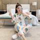 奧蜜雪 睡衣女莫代爾春夏款卡通新品七分袖九分褲兩件套薄款女式大碼家居服 H-2457 白菠蘿九分褲 L(建議105斤-125斤)