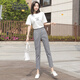 雅黛絲薇 休閑褲女裝2022夏季新款韓版氣質(zhì)寬松顯瘦小個(gè)子時(shí)尚休閑套裝女格子九分直筒褲子兩件裝 上衣+褲子 S