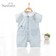歡喜小熊 嬰兒衣服夏裝薄款連體衣寶寶純棉哈衣空調服新生短袖新款外出服 童言童語(yǔ)-藍212601 90cm (建議18-24月身高80-90cm)