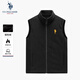 U.S. POLO ASSN.馬甲男抓絨搖粒絨秋冬立領(lǐng)無(wú)袖背心男裝外套 黑色 L 