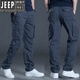 JEEP SPIRIT夏季工作褲多口袋工裝褲潮牌男春款褲子寬松直筒休閑褲男2025新款 夏季灰色 薄款 S