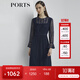 PORTS寶姿商場(chǎng)同款新品女裝喇叭袖蕾絲收腰連衣裙LL8D035KLN002 丈青 M (6)