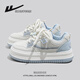 回力女鞋小白鞋女2025冬季厚底增高鞋子女休閑百搭休閑鞋耐磨外穿板鞋 米藍色 36