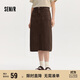 森馬（Semir）森柔牛仔|牛仔半身裙女開叉長裙顯腿長秋鹽系直筒裙103524120003