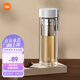 米家玻璃杯 雙層帶茶隔水杯 耐高溫泡茶杯  加厚透明杯子400mL 珍珠白