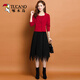 啄木鳥(niǎo)兩件套裝連衣裙女秋冬季外套2025年新款時(shí)尚女裝針織打底網(wǎng)紗裙子 紅色 L 105-120斤