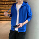 凡純 logo衛衣男連帽春秋男裝外套運動(dòng)學(xué)生長(cháng)袖T恤衣服潮流衛衣潮流男拼接印花假兩件薄外套 W388 藍色（開(kāi)衫） L