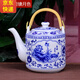 傳世瓷 景德鎮(zhèn)陶瓷茶壺大容量飯店涼水壺特大號冷水壺青花提梁泡茶壺水壺陶瓷壺涼水壺特大泡茶壺 荷塘月色2升茶壺