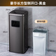 潤楷 不銹鋼酒店大堂垃圾桶煙蒂柱滅煙桶帶煙灰缸室外吸煙區電梯口立式 長(cháng)方形黑金環(huán)境桶-25*30*69cm