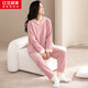 紅豆居家睡衣女士家居服秋冬雙面加厚奧立絨青年潮流羊毛撞色居家服套裝 JBJ700 櫻花粉 170/92A 