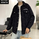 愛洛斯汀堡   春秋季新款小香風(fēng)外套男寬松潮牌痞帥學(xué)生上衣bf港風(fēng)復(fù)古休閑翻領(lǐng)夾克 黑色 L