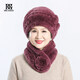 幕加格帽子女秋冬季獺兔毛皮草帽子中老年人老太太媽媽奶奶帽圍巾5120 淺紫色 帽子+圍巾一套
