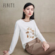 FINITY秋季休閑圓領(lǐng)長(zhǎng)袖印花百搭透氣親膚女式T恤衫上衣 白色 M