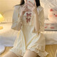 栢啟歆睡衣女甜美少女可愛公主風(fēng)蝴蝶結(jié)兩件套夏天學(xué)生加大碼寬松家居服 宮廷公主風(fēng)2件套 L碼【建議90-110斤】