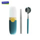 Glasslock304不銹鋼餐具長(cháng)柄圓頭筷子2件套帶盒子 藍色 2件套