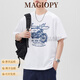 MAGIOPY奢侈高端品牌美式復(fù)古短袖T恤男士2025新款夏季潮牌重磅寬松印花 白色 M 【適合100~120斤】