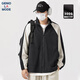 GENIOLAMODE夾克男士秋冬季休閑寬松開(kāi)衫撞色復古燈芯絨外套男裝潮 深灰 L
