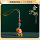 oein古法金醒獅娃娃手機鏈掛飾沙金銅貔貅虎頭鈴貓咪U盤(pán)掛件吞金獸 【招財醒獅娃娃】 【展示禮盒裝】