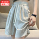 沂歆冰絲短褲女褲子夏季休閑外穿速干五分褲薄款2025新款跑步運動(dòng)中褲 淺綠色系帶五分冰絲山本褲 XL 【建議體重約115-130斤】