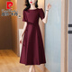 皮爾卡丹（pierre cardin）夏裝喜婆婆婚宴裝禮服連衣裙高貴洋氣五一參加婚禮宴會(huì )喜慶感 紅色  2XL