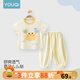 優(yōu)奇寶寶夏天套裝分體男女童寶寶夏裝t恤兒童短袖夏季嬰兒衣服兩件套 小螃蟹+檸檬黃防蚊褲 80