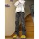 7家優(yōu)品 牛仔褲男士春夏夏季款美式高街伐木迷彩寬松直筒工裝長褲子男 SBXS-K5425迷彩色 L