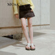 MO&Co.夏金扣飾A字牛仔裙顯瘦半身裙牛仔半裙高腰短裙摩安珂 牛仔黑色-第2批 XS 155