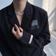 艾梵斯貝韓版設計感小眾高級西裝情侶時(shí)尚墊肩寬松休閑小西服外套男女INS 黑色 M