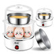 領(lǐng)銳（lingrui）蒸蛋器煮蛋器迷你自動(dòng)斷電煮雞蛋鍋家用不銹鋼早餐蛋羹1人煮蛋機神器多功能宿舍 白色平蓋-雙層（加碗）