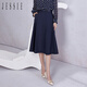 JESSIE氣質(zhì)系帶高腰顯瘦中長(cháng)款A字半身裙女春新款 藍色 S