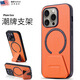 魚非漁支點蘋果15promax手機殼帶支架iphone16pro保護套手機架防摔14Plus磁吸男士女款12外殼11素皮革XR 動感橙【支架/磁吸無線充】送膜 iPhone14Pro Max