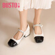 大東瑪麗珍女鞋2026早春新款甜美氣質(zhì)粗跟淺口單鞋0018 米色 【4cm粗跟】 36