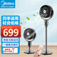 美的（Midea）電風(fēng)扇空氣循環(huán)扇家用落地扇直流變頻遙控臺地兩用廣角搖頭輕音立式風(fēng)扇 FGD24UCR【3D廣角送風(fēng)黑色】