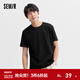 森馬（Semir）[純棉]短袖T恤男夏季簡(jiǎn)約純色修身短t百搭t恤男 [100%棉]黑色90001 L