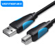威迅（VENTION） USB2.0打印機(jī)線 A公對B公方口連接線支持連接惠普佳能愛普生打印機(jī) （雙磁環(huán)）黑色VAS-A16 8米