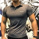 GEKM 速干運動(dòng)POLO衫男緊身衣肌肉健身上衣兄弟健身教練工服 繽條灰 3XL 【建議180-190斤左右】