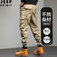 JEEP SPIRIT工裝褲男新款男士加厚款九分褲時尚寬松多口袋潮流棉質(zhì)束腳褲男褲 6805卡其色春秋常規(guī)款 31