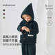 babylove嬰幼兒秋冬外套夾棉保暖寶寶燈芯絨連帽上衣小童外出防寒服 森林綠 100